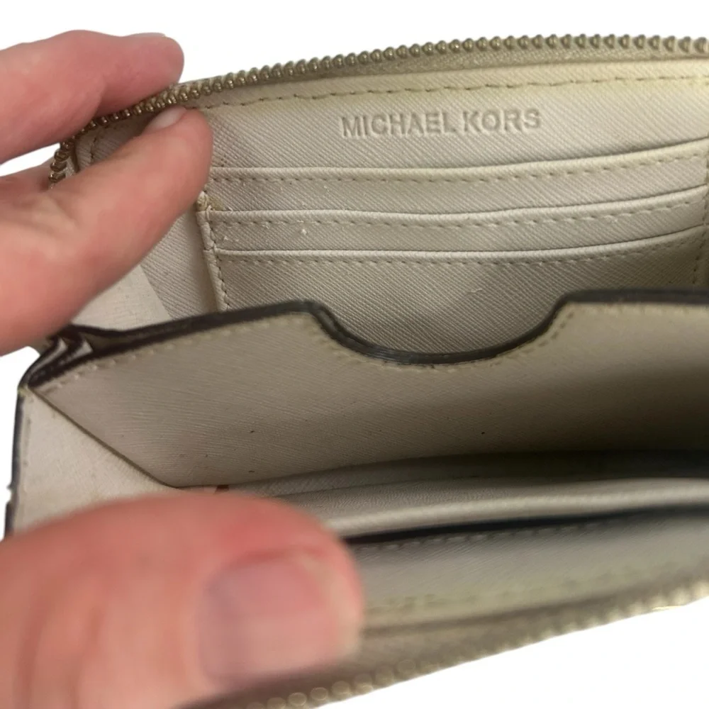 Michael Kors Beige Brown Logo Wristlet Wallet Organizer